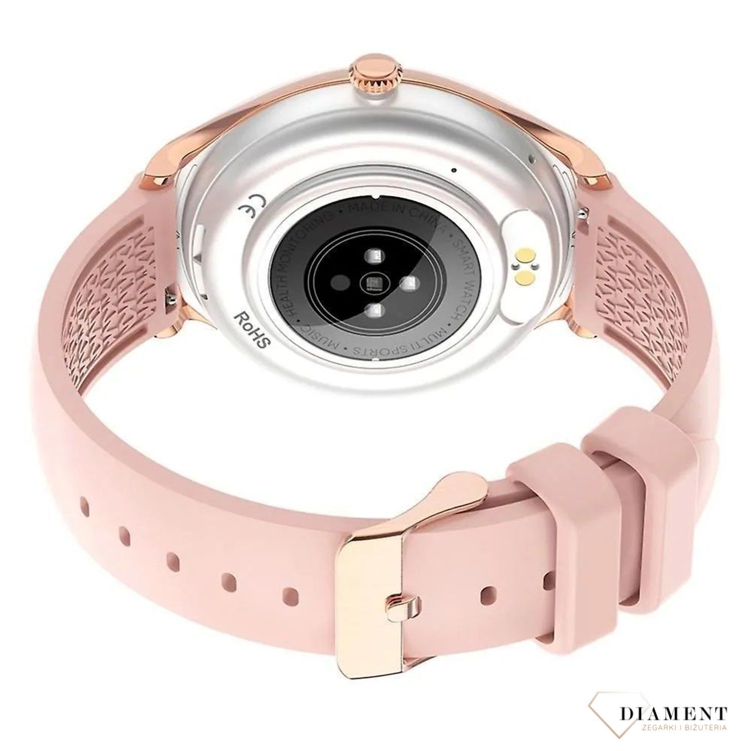 Smartwatch damski z rozmowami Rubicon RNCF13 różowe złoto.  Zegarek damski Smartwatch. Zegarek Rubicon z rozmowami dla kobiety na prezent. Smartwatch damski z bransoletą i paskiem. Smartwatch Rubicon damski.jpg